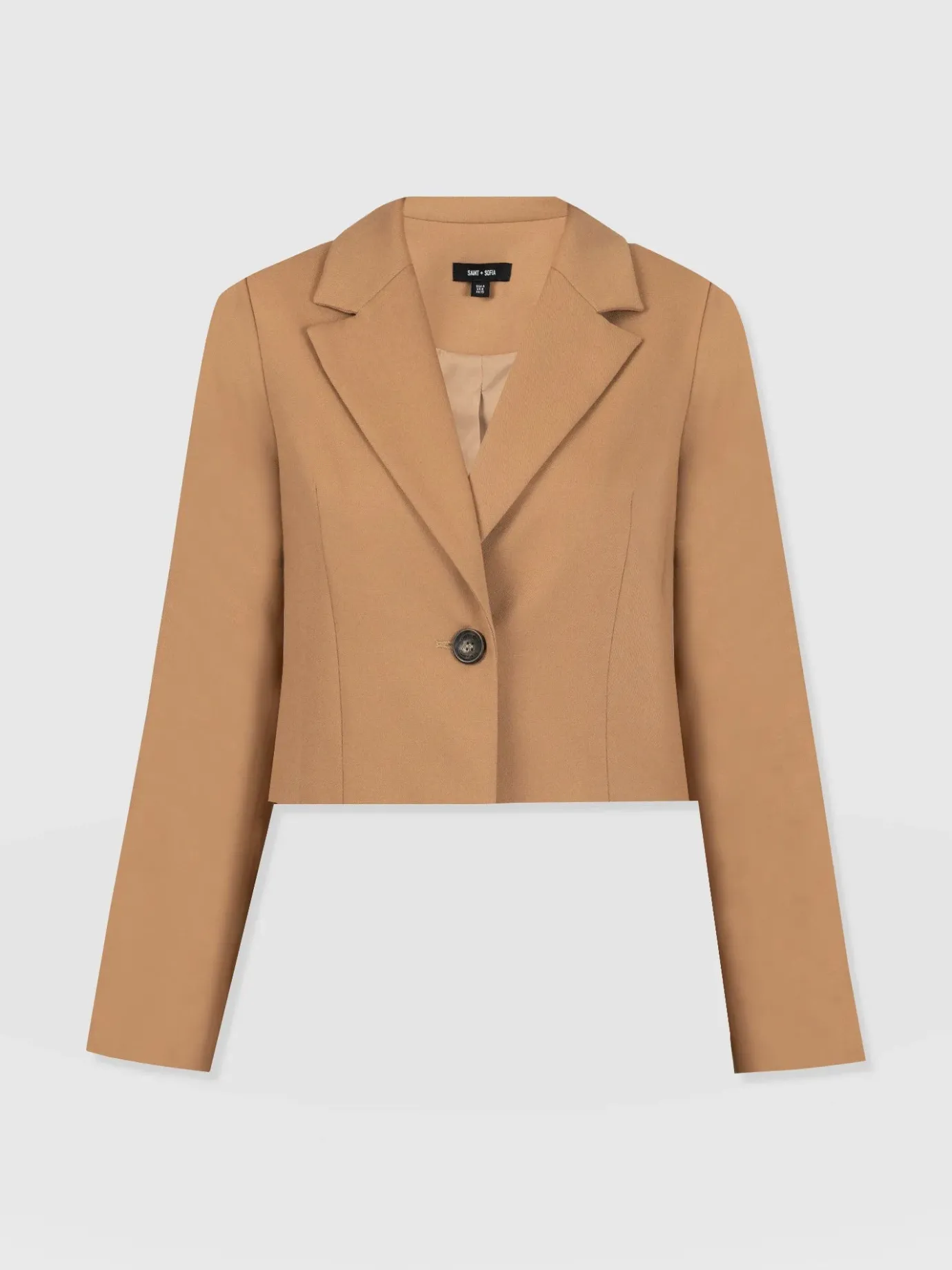 Coats & Jackets|Blazers|Saint and Sofia Astrid Crop Blazer - Camel