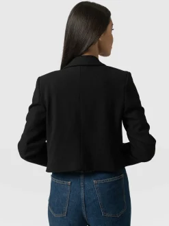 Coats & Jackets|Blazers|Saint and Sofia Astrid Cropped Blazer - Black