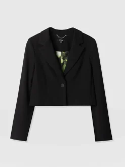 Coats & Jackets|Blazers|Saint and Sofia Astrid Cropped Blazer - Black