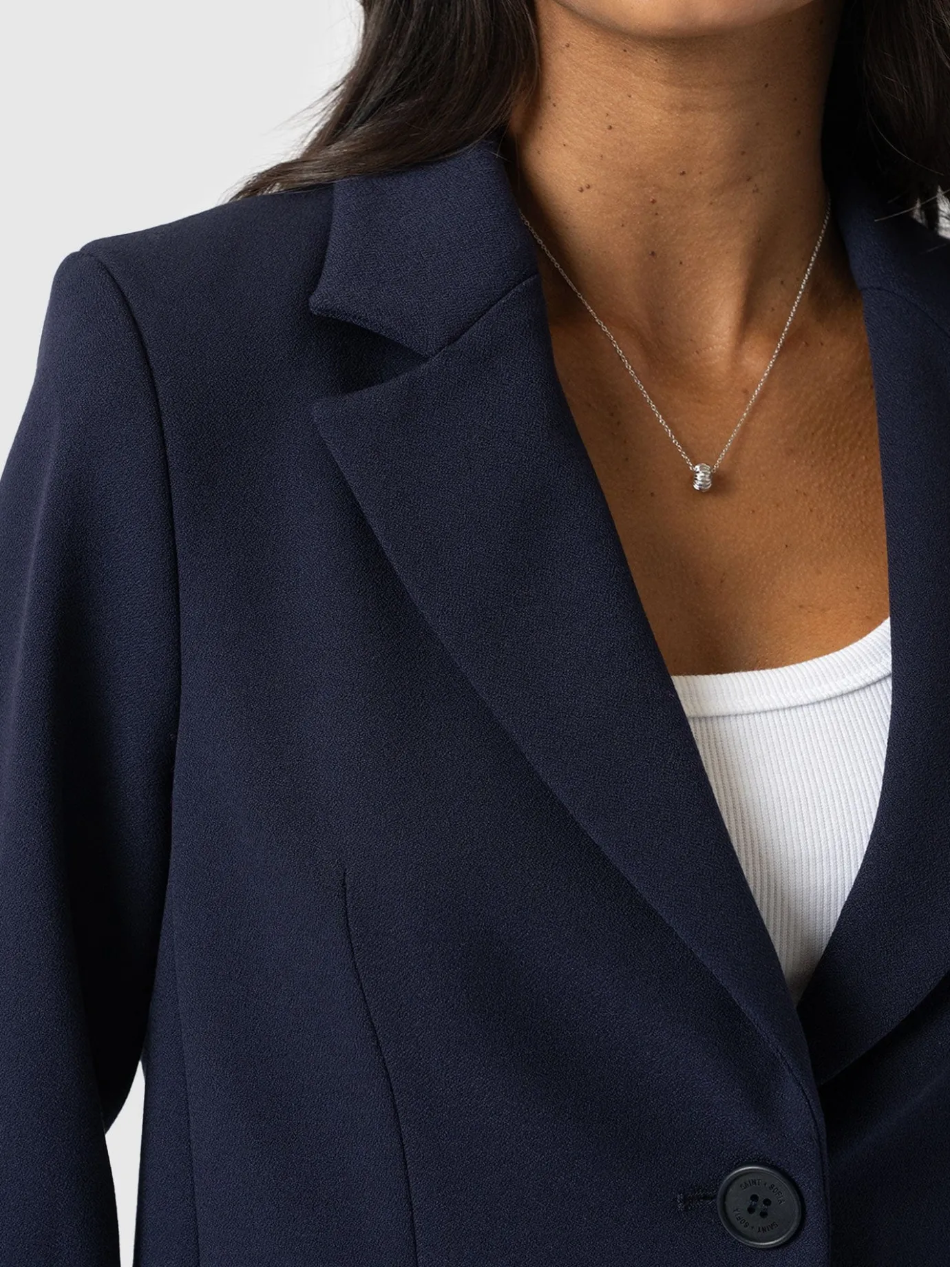 Coats & Jackets|Blazers|Saint and Sofia Astrid Cropped Blazer - Navy