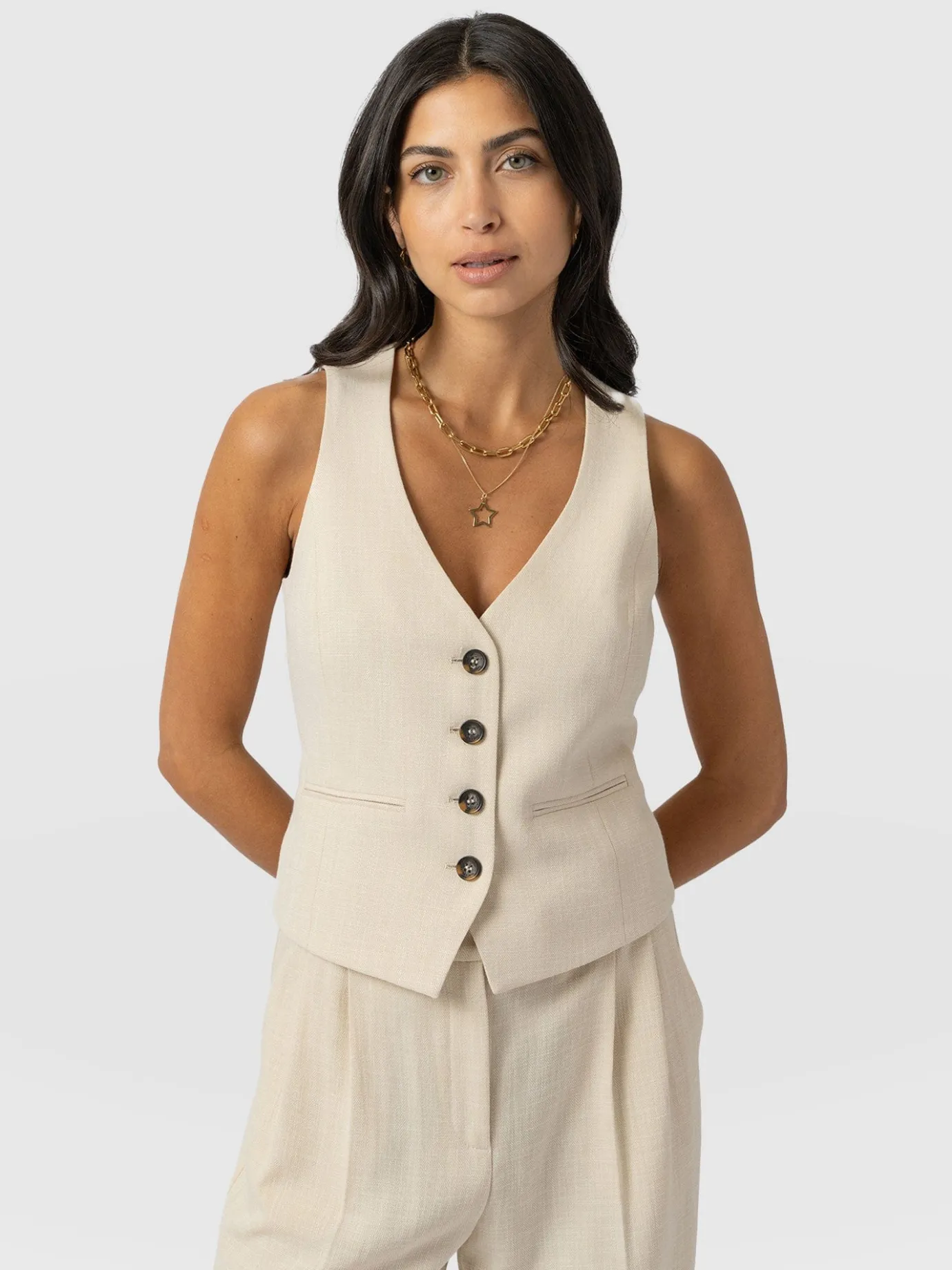 Coats & Jackets|Blazers|Saint and Sofia Astrid Waistcoat - Cream