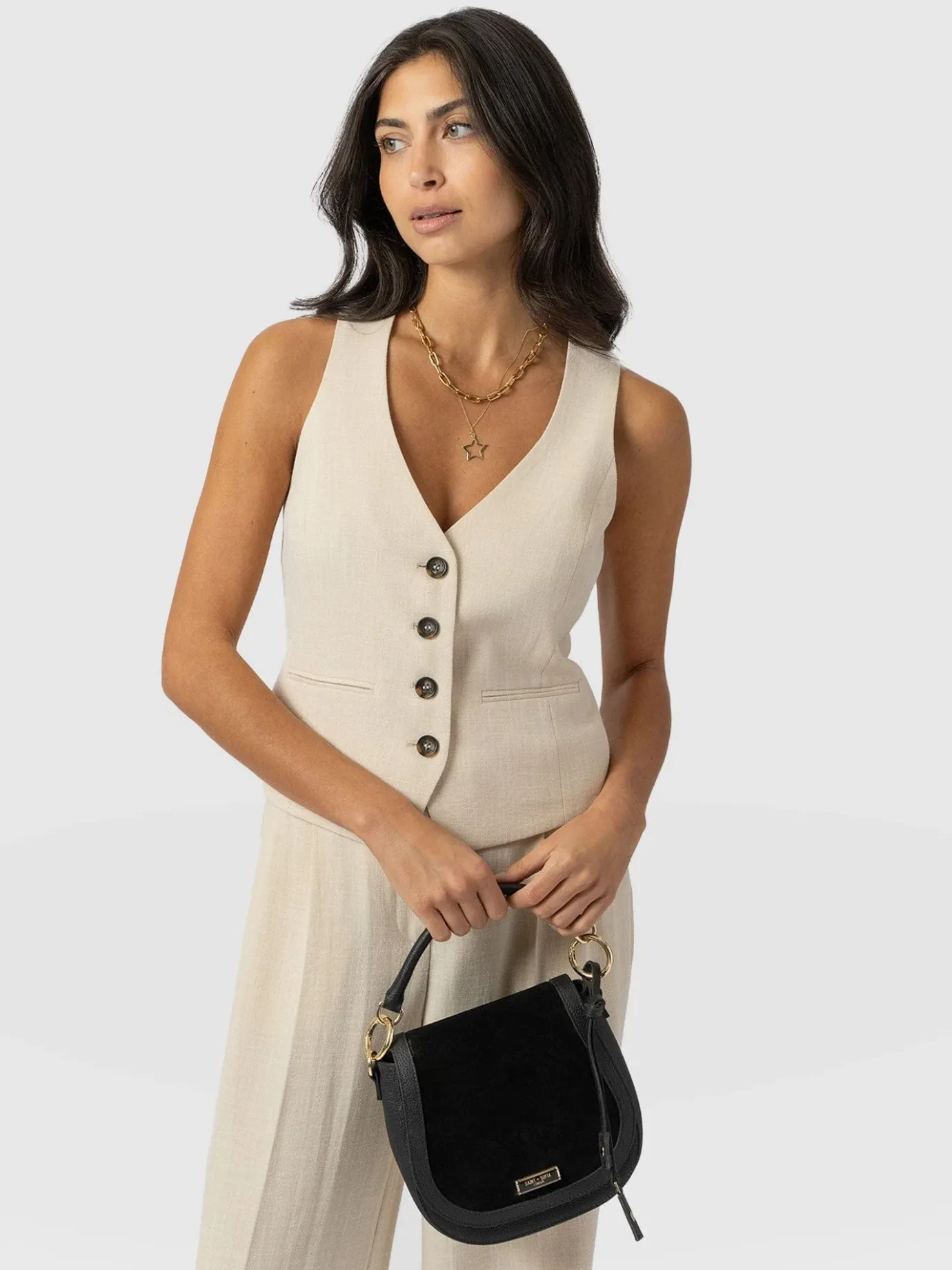 Coats & Jackets|Blazers|Saint and Sofia Astrid Waistcoat - Cream