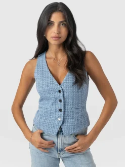 Coats & Jackets|Blazers|Saint and Sofia Astrid Waistcoat - Pale Blue