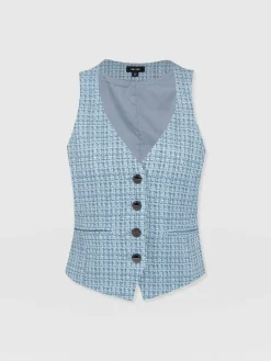 Coats & Jackets|Blazers|Saint and Sofia Astrid Waistcoat - Pale Blue