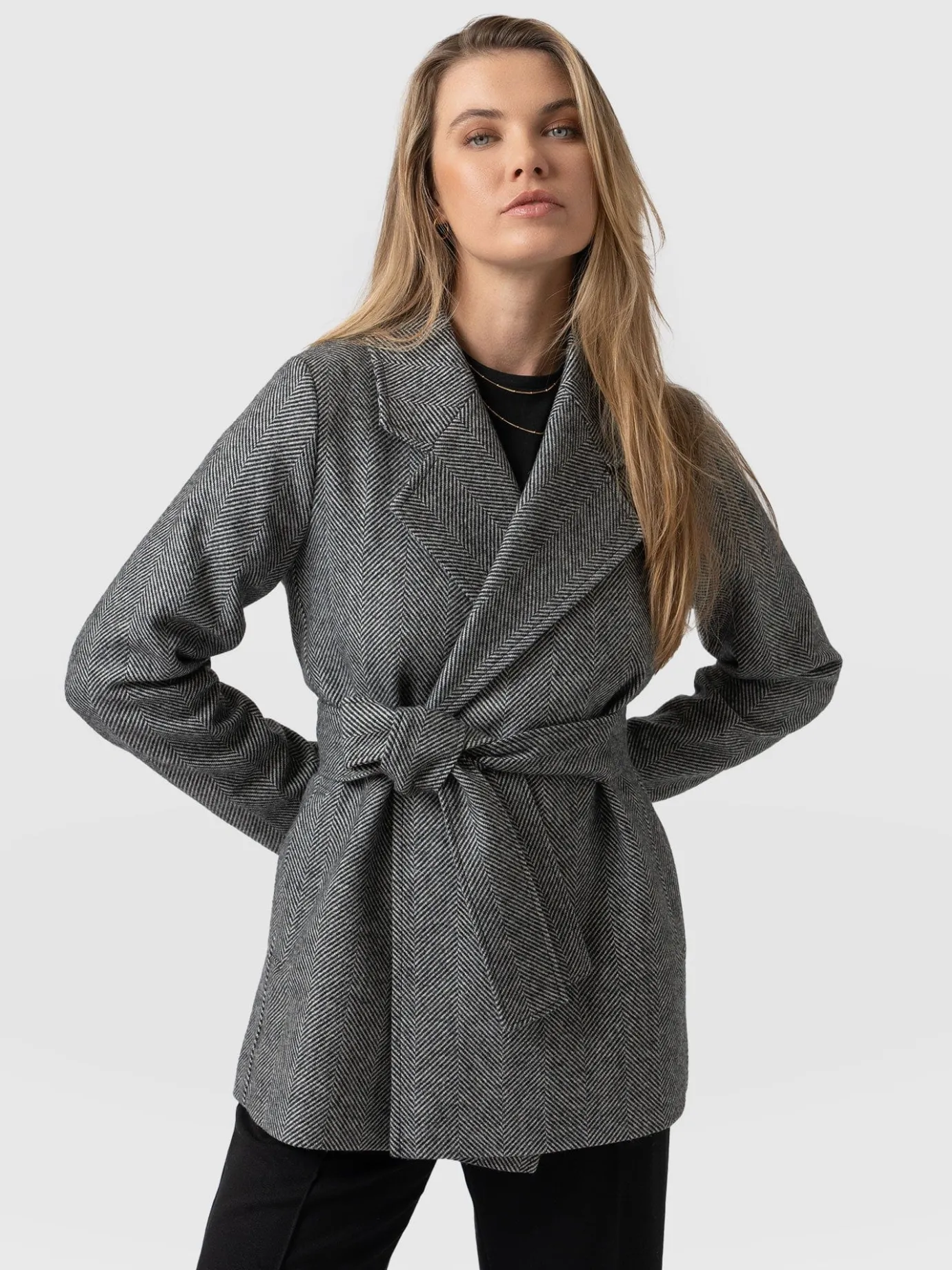 Coats & Jackets|Saint and Sofia Audrey Wrap Coat - Chevron