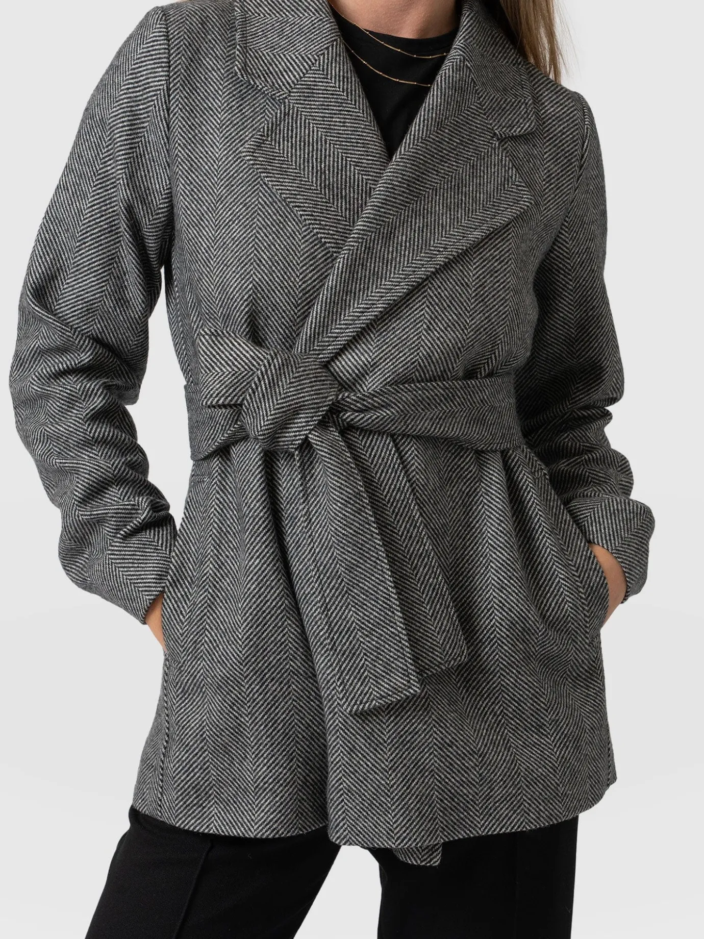 Coats & Jackets|Saint and Sofia Audrey Wrap Coat - Chevron