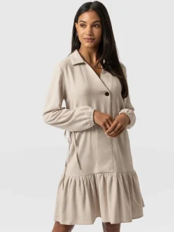 Dresses|Saint and Sofia Aurelia Mini Linen Dress - Oatmeal