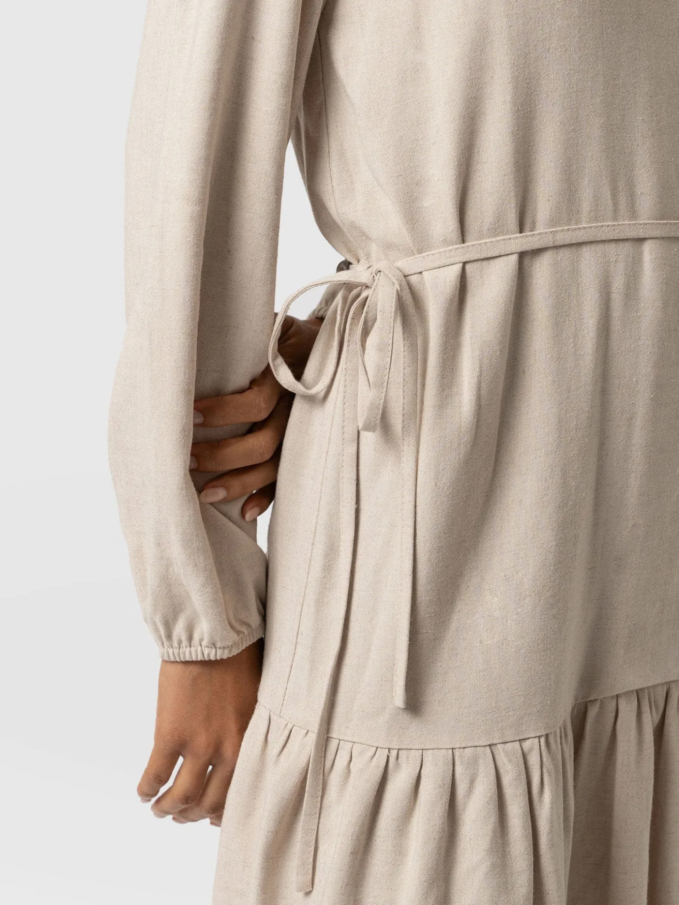 Dresses|Saint and Sofia Aurelia Mini Linen Dress - Oatmeal