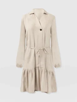 Dresses|Saint and Sofia Aurelia Mini Linen Dress - Oatmeal