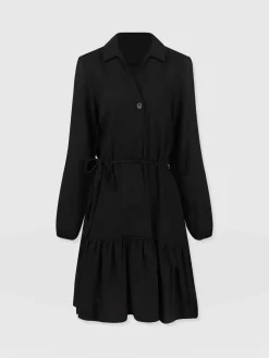 Dresses|Saint and Sofia Aurelia Mini Linen Dress - Black