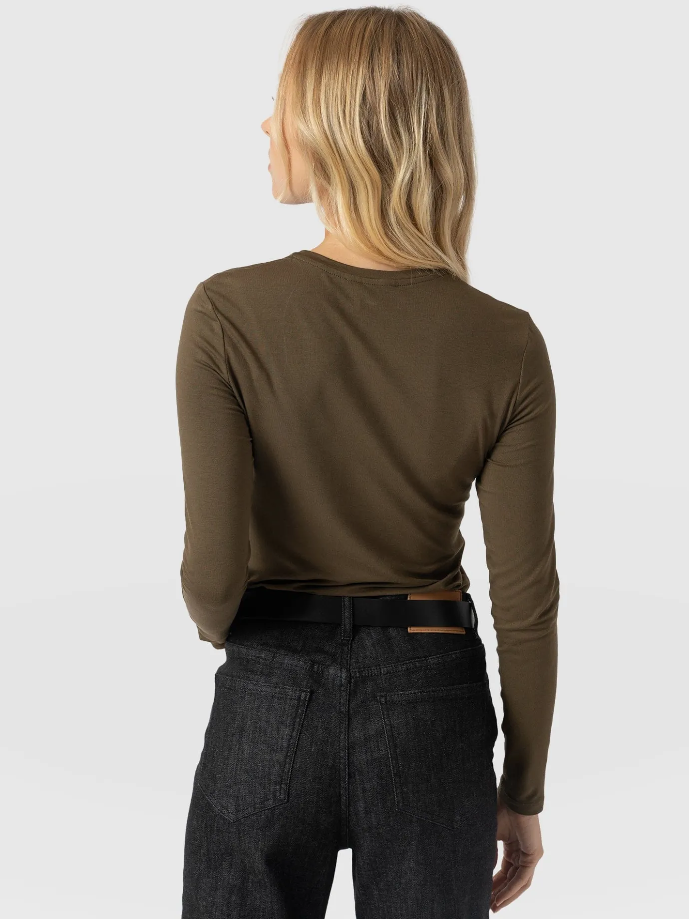 T-shirts & Tanks|Saint and Sofia Austen Crew Neck Long Sleeve Tee - Khaki