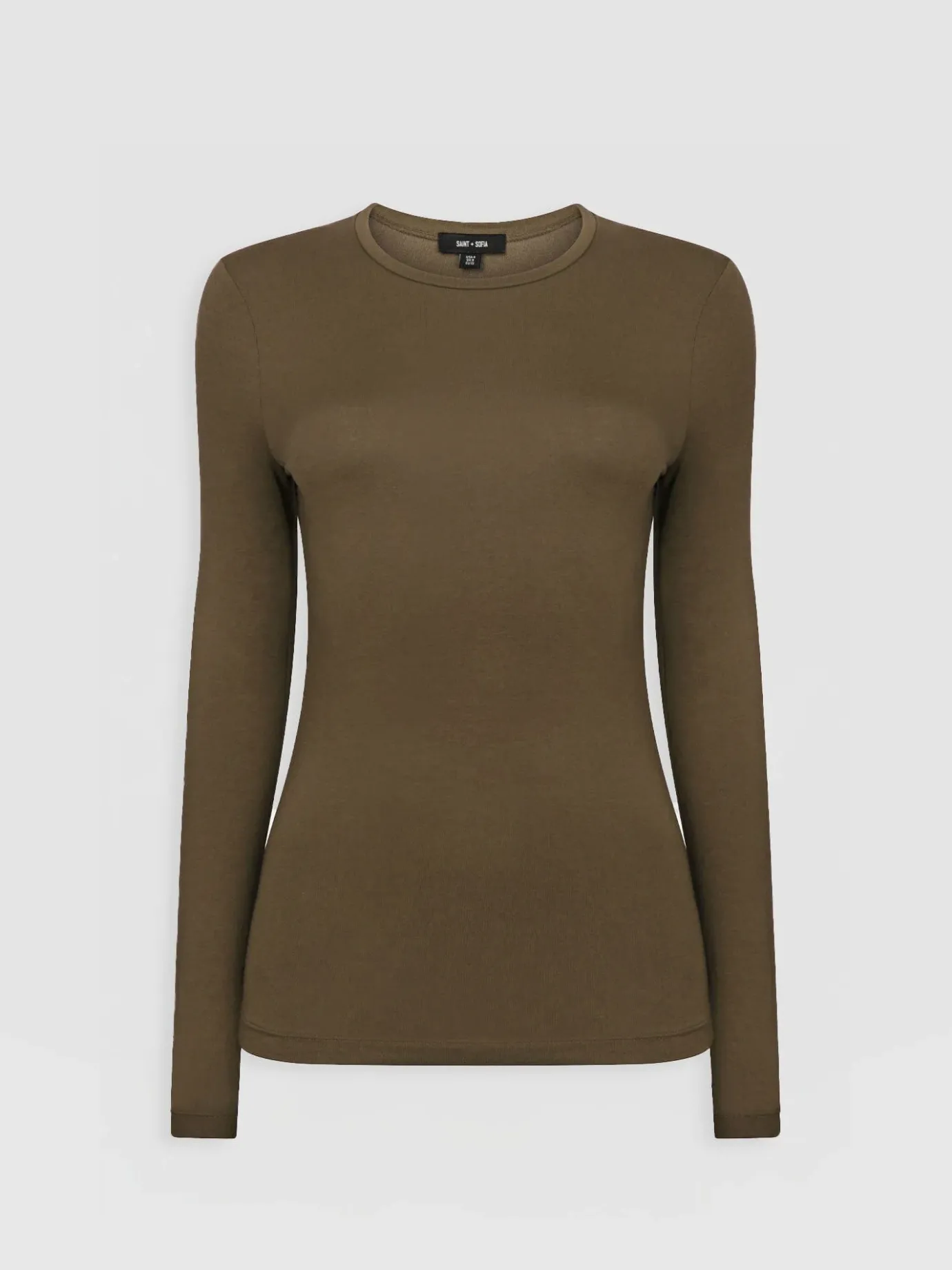 T-shirts & Tanks|Saint and Sofia Austen Crew Neck Long Sleeve Tee - Khaki