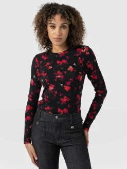 T-shirts & Tanks|Saint and Sofia Austen Crew Neck Long Sleeve Tee - Pink Aurora