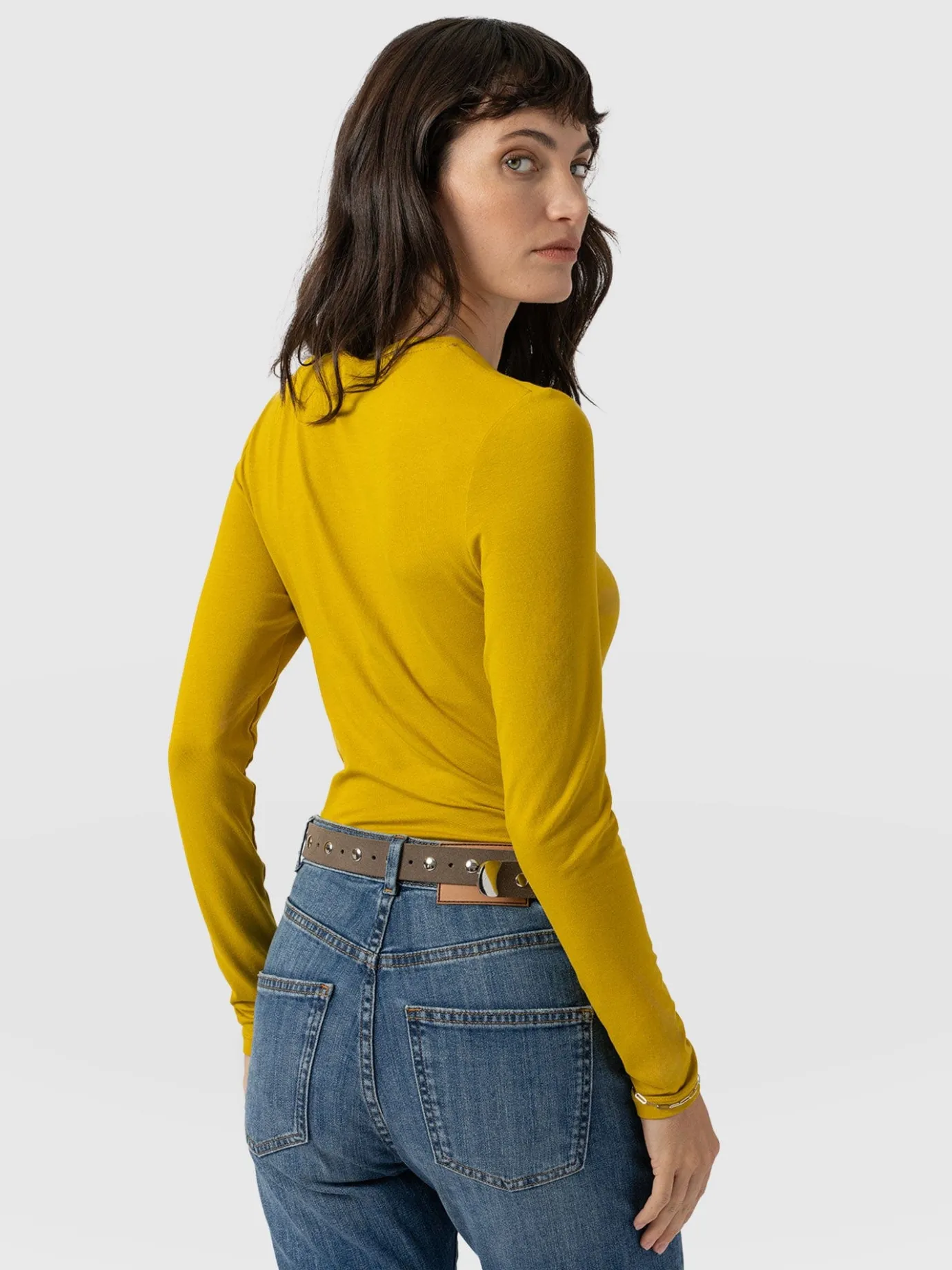 T-shirts & Tanks|Saint and Sofia Austen Crew Neck Long Sleeve Tee - Mustard