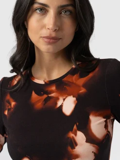 T-shirts & Tanks|Saint and Sofia Austen Crew Neck Long Sleeve Tee - Orange Aurora