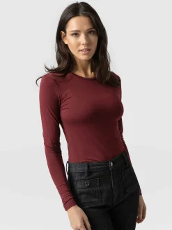T-shirts & Tanks|Saint and Sofia Austen Crew Neck Tee - Burgundy