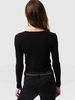 T-shirts & Tanks|Saint and Sofia Austen V Neck Tee - Black