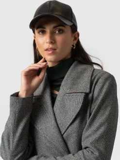 Scarves & Hats|Accessories|Saint and Sofia Avalon Leather Baseball Cap - Black