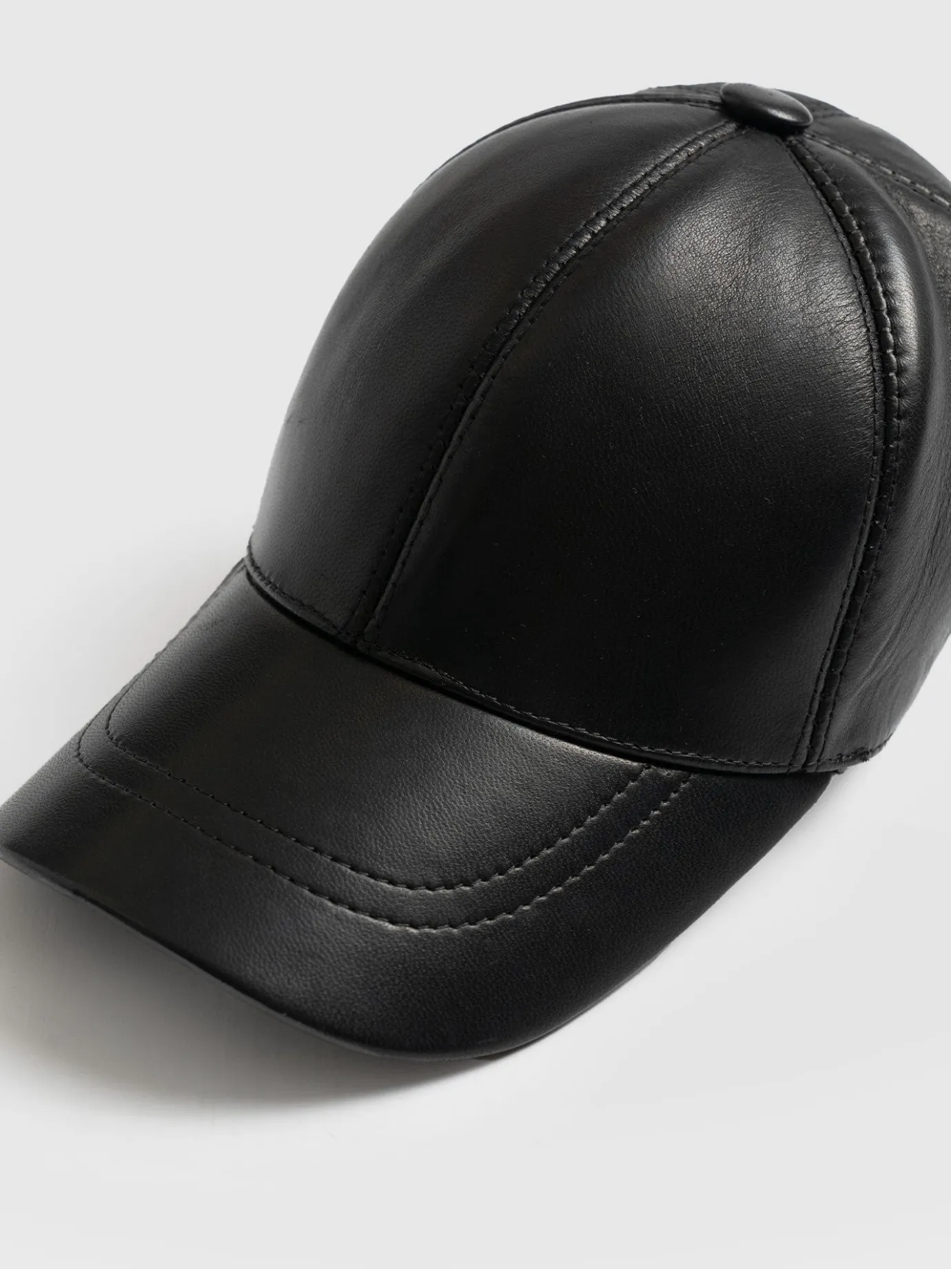 Scarves & Hats|Accessories|Saint and Sofia Avalon Leather Baseball Cap - Black