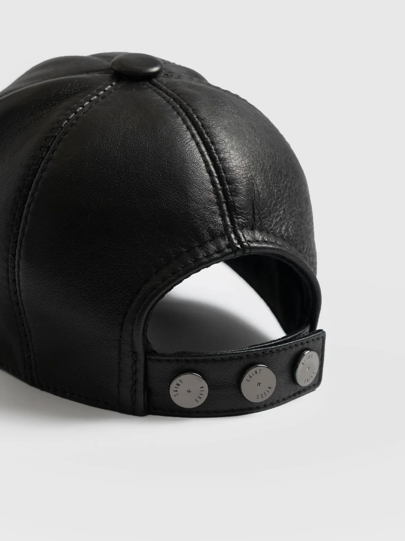 Scarves & Hats|Accessories|Saint and Sofia Avalon Leather Baseball Cap - Black