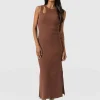 Dresses|Saint and Sofia Axel Cut Out Dress - Russet Brown