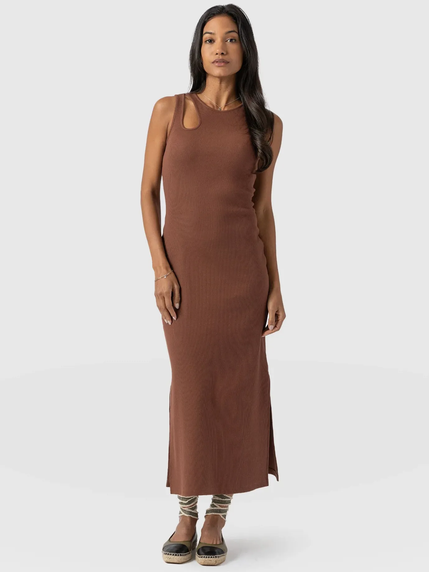 Dresses|Saint and Sofia Axel Cut Out Dress - Russet Brown