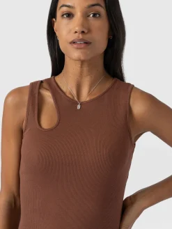 Dresses|Saint and Sofia Axel Cut Out Dress - Russet Brown