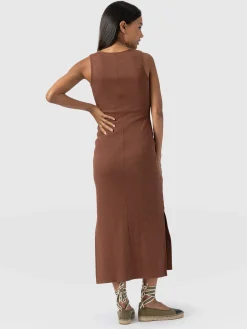 Dresses|Saint and Sofia Axel Cut Out Dress - Russet Brown
