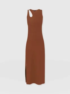 Dresses|Saint and Sofia Axel Cut Out Dress - Russet Brown