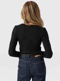 T-shirts & Tanks|Saint and Sofia Axel Cut Out Long Sleeve Tee - Black