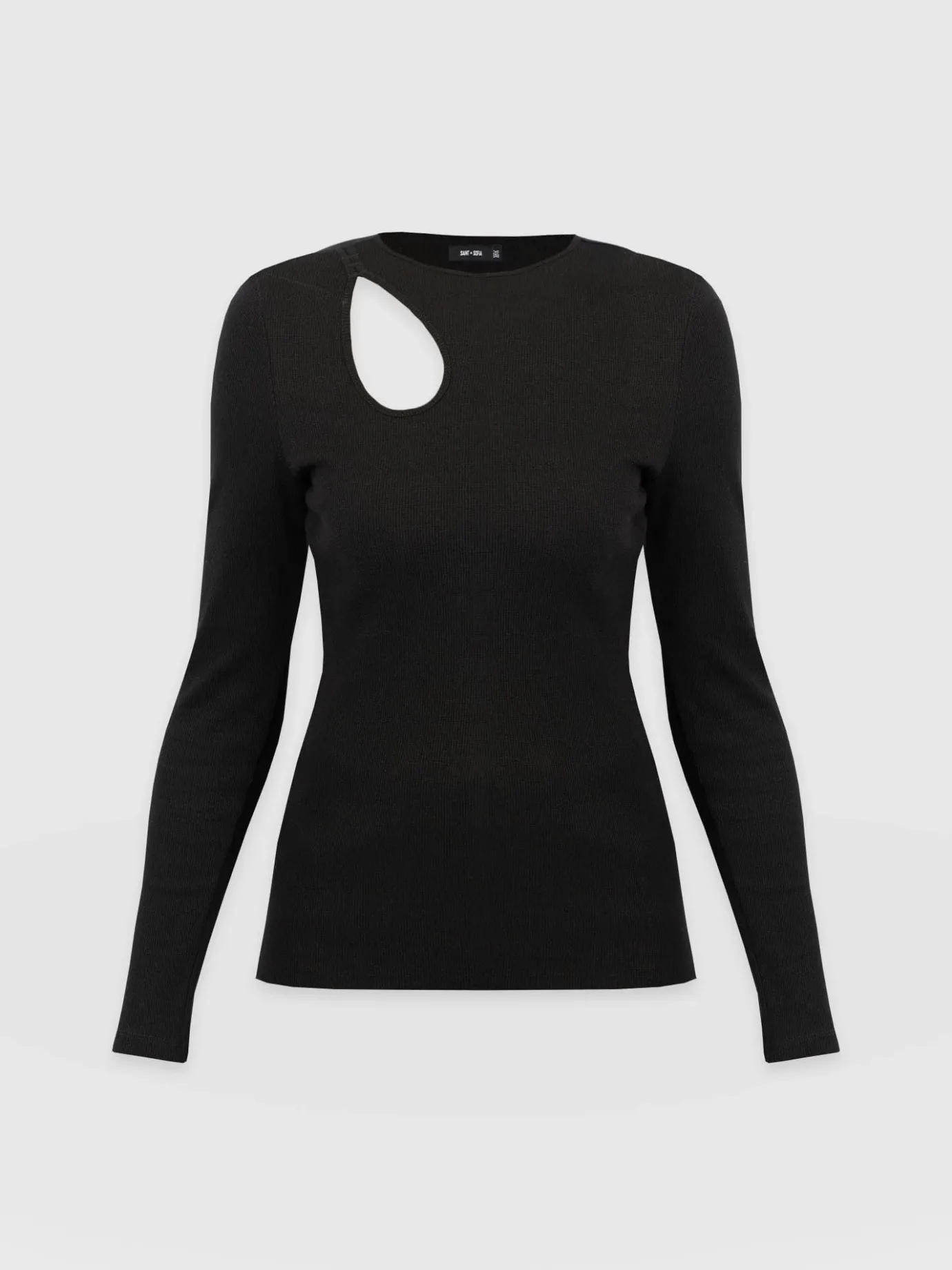 T-shirts & Tanks|Saint and Sofia Axel Cut Out Long Sleeve Tee - Black