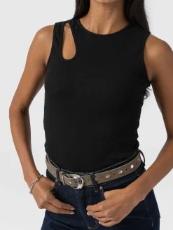 T-shirts & Tanks|Saint and Sofia Axel Cut Out Vest - Black