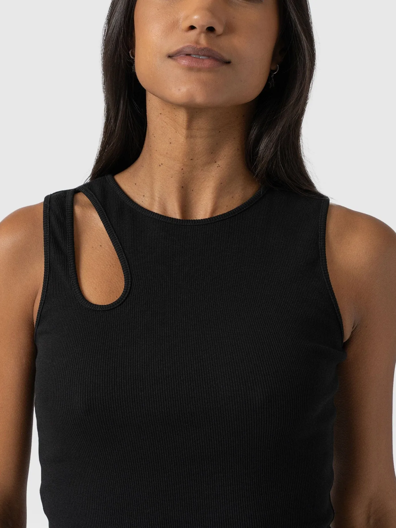 T-shirts & Tanks|Saint and Sofia Axel Cut Out Vest - Black