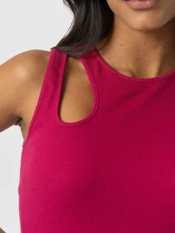 T-shirts & Tanks|Saint and Sofia Axel Cut Out Vest - Fuchsia Pink