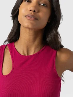 T-shirts & Tanks|Saint and Sofia Axel Cut Out Vest - Fuchsia Pink