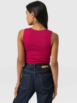 T-shirts & Tanks|Saint and Sofia Axel Cut Out Vest - Fuchsia Pink