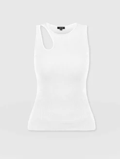 T-shirts & Tanks|Saint and Sofia Axel Cut Out Vest - White