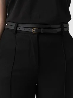 Leather Belts|Accessories|Saint and Sofia Axel Double Skinny Belt - Black