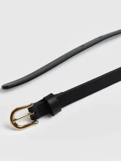 Leather Belts|Accessories|Saint and Sofia Axel Double Skinny Belt - Black