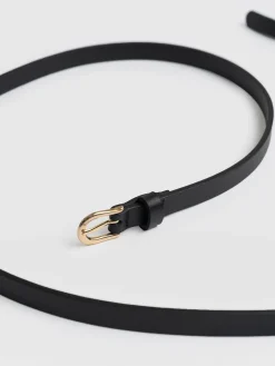 Leather Belts|Accessories|Saint and Sofia Axel Double Skinny Belt - Black