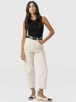 Denim & Jeans|Pants|Saint and Sofia Barrel Leg Jean - Cream