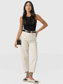 Denim & Jeans|Pants|Saint and Sofia Barrel Leg Jean - Cream