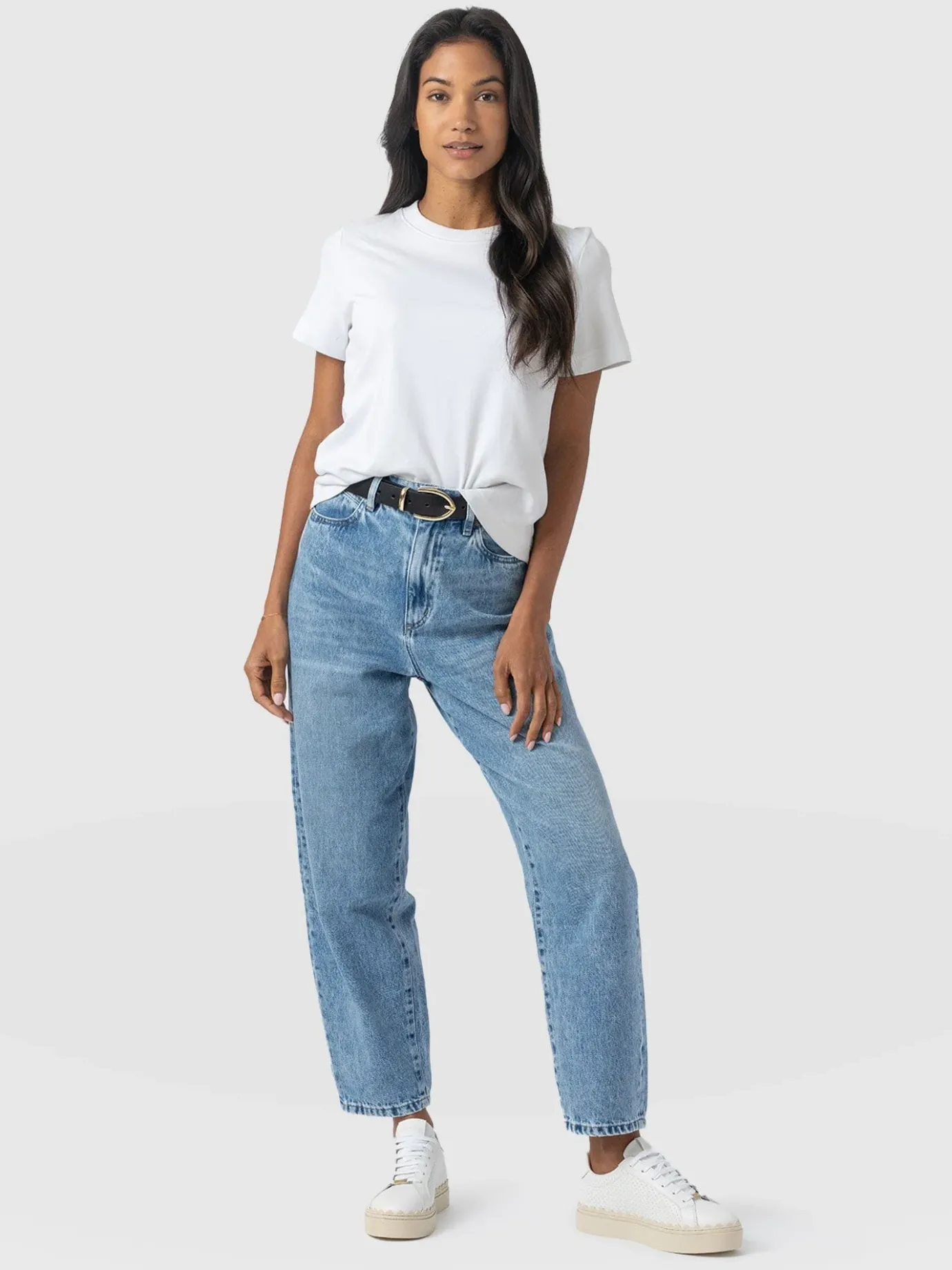 Denim & Jeans|Pants|Saint and Sofia Barrel Leg Jean - Mid Blue