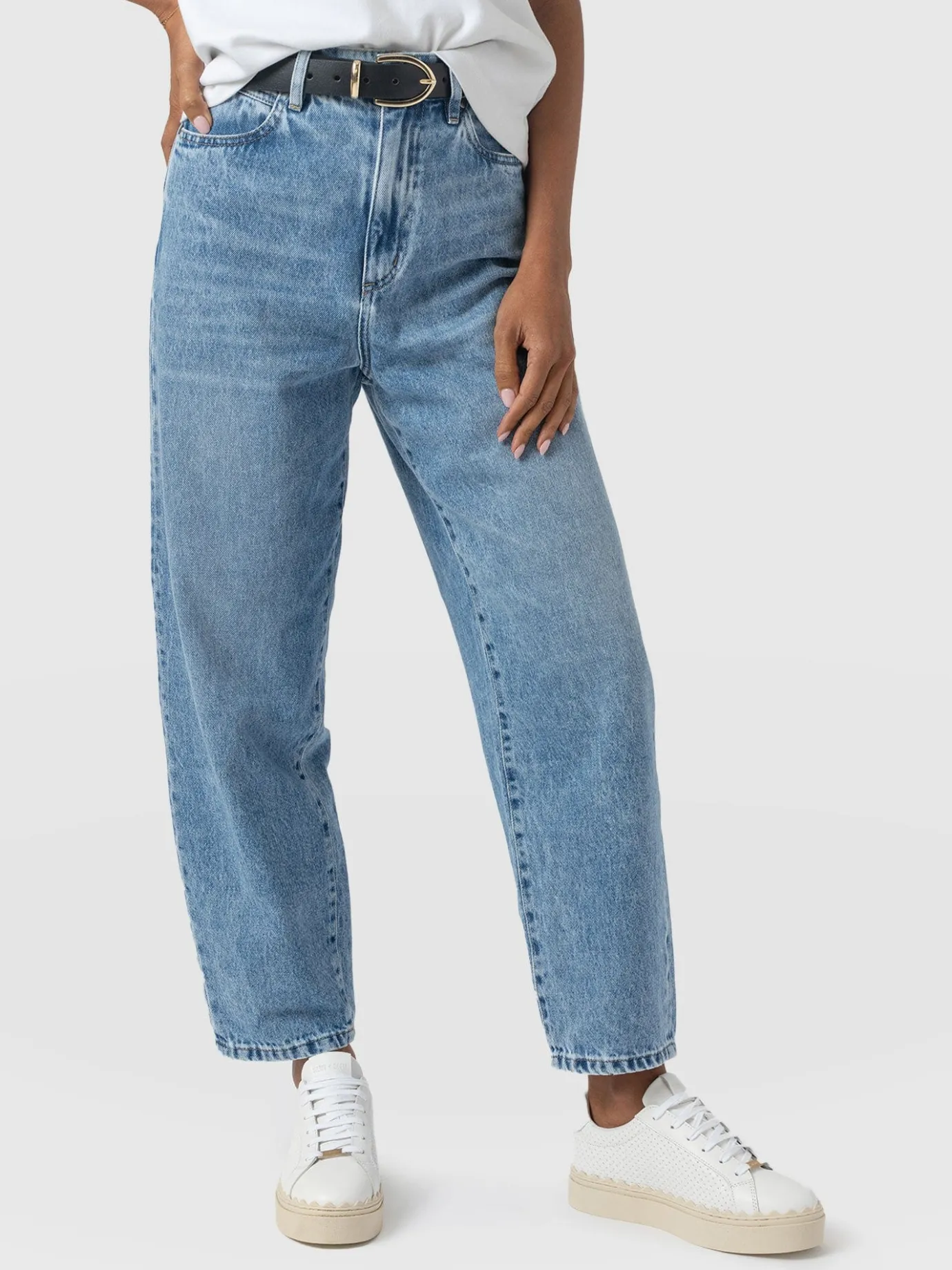 Denim & Jeans|Pants|Saint and Sofia Barrel Leg Jean - Mid Blue