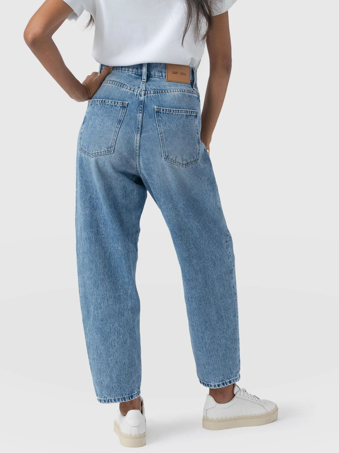 Denim & Jeans|Pants|Saint and Sofia Barrel Leg Jean - Mid Blue