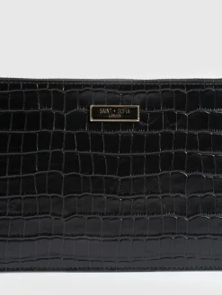 Accessories|Leather|Saint and Sofia Beauty Pouch - Black Croc
