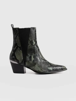Boots|Shoes|Saint and Sofia Billie Snake Boot - Green