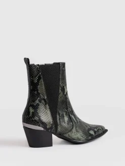 Boots|Shoes|Saint and Sofia Billie Snake Boot - Green