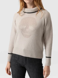 Knitwear|Sweaters|Saint and Sofia Blake Cashmere Skull Sweater - Cream