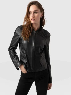 Coats & Jackets|Saint and Sofia Blane Leather Jacket - Black